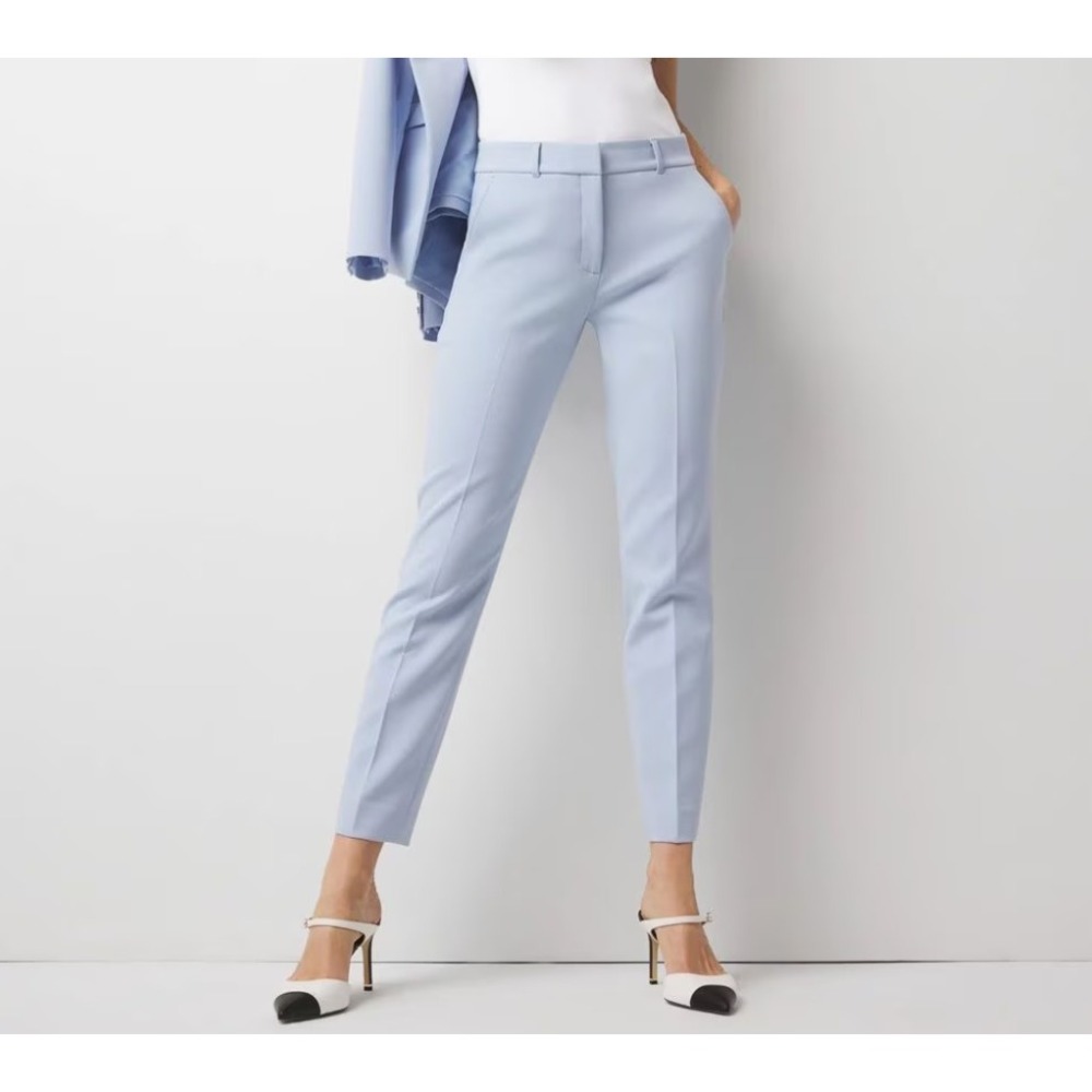 WHBM Women's Chambray Blue Elle Slim Ankle Luxe Double Weave Pants Size 12 NWT